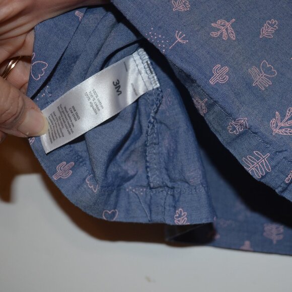 JUST ONE YOU (R) by CARTER'S Grey-Pink Prints Snaps-Back Sleeves Dress Baby 3M - Picture 4 of 5